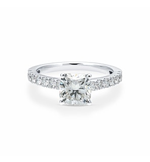 2 ct. Cushion Diamond Cathedral Ring in 14k White Gold