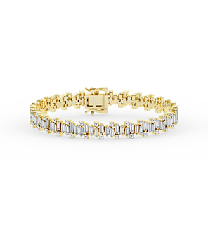 6 1/2 ct. tw. Baguette and Round Lab Grown Diamond Bracelet in 14k Yellow Gold