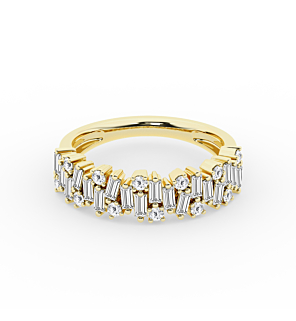 4/5 ct. tw. Baguette and Round Band 14k Yellow Gold