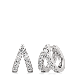 Round Diamond Double Hoop Earrings