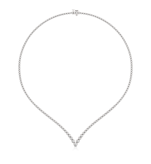Round Graduated Chevron Tennis Necklace