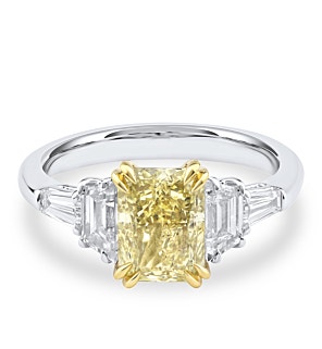 Ziggurat Ring With 2 ct. Radiant Yellow Lab Diamond