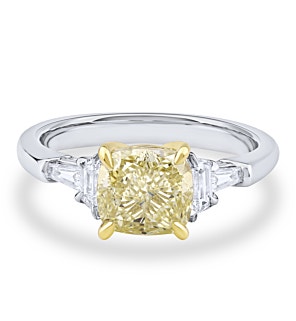 Teocalli Ring With 2 ct. Cushion Yellow Lab Diamond