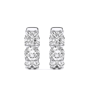 3 - 5 ct. 5 Stone Inside Out Huggie Hoop Earrings in 14k White Gold